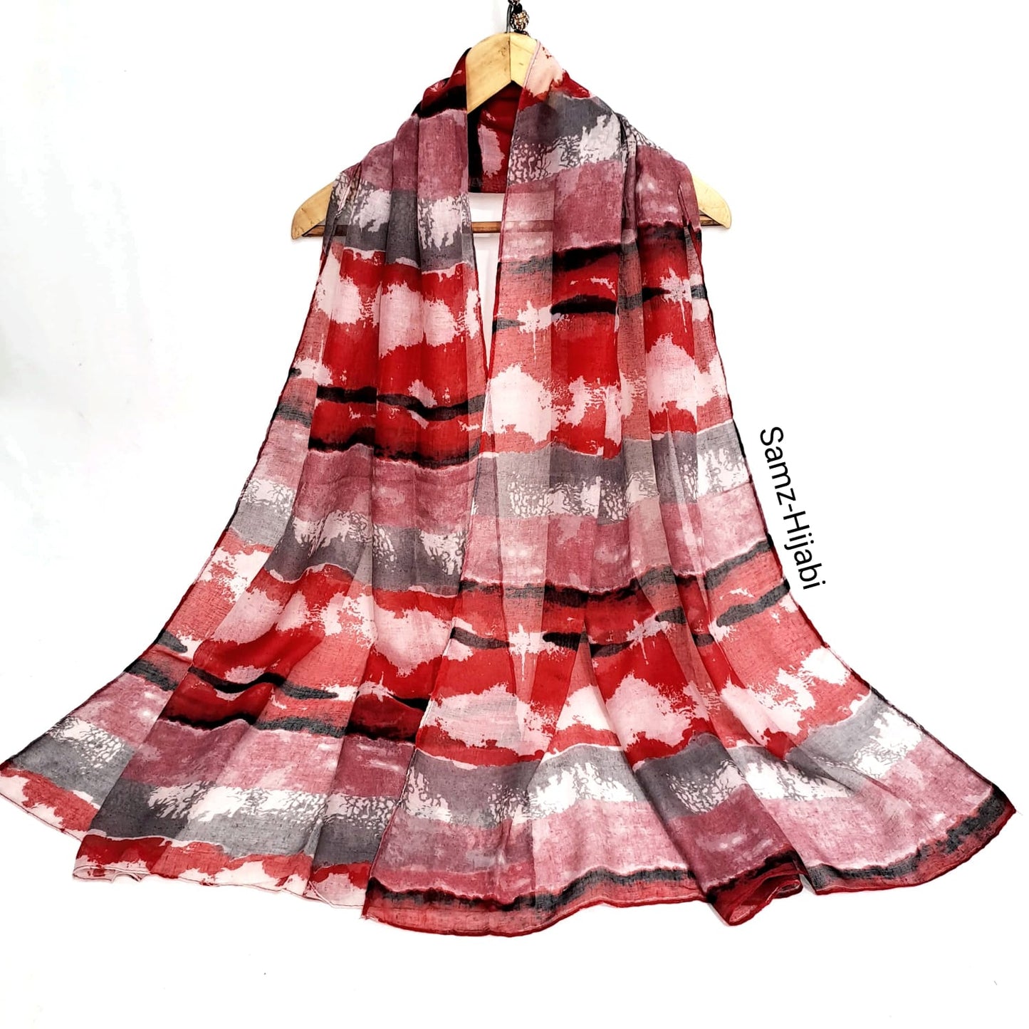 Tie Dye Statement Hijab-Red Grey