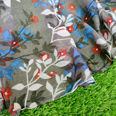 Breezy Lawn Hijab _Grey Printed Blue