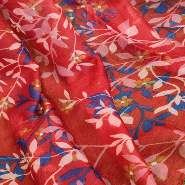 Breezy Lawn Hijab _ Red Printed Blue