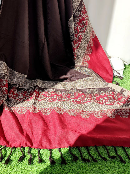 Khani Winter Shawl - Brown Red