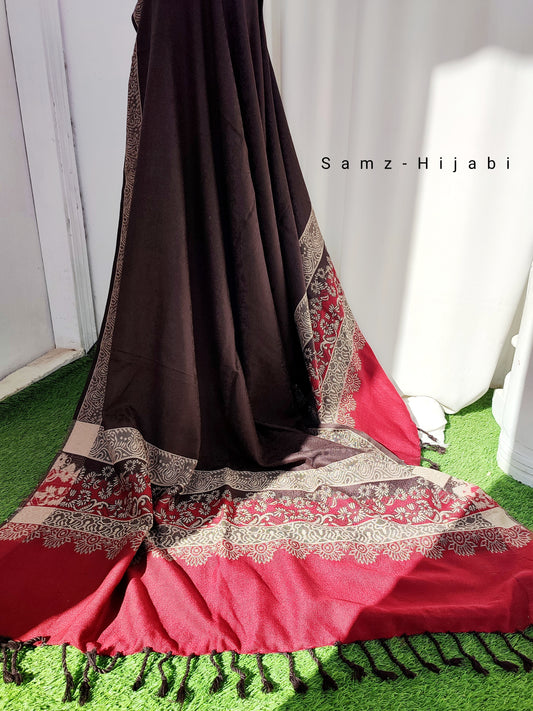 Khani Winter Shawl - Brown Red