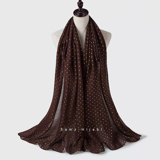 Haya Crinkle Foil Hijab (Chocolate brown)