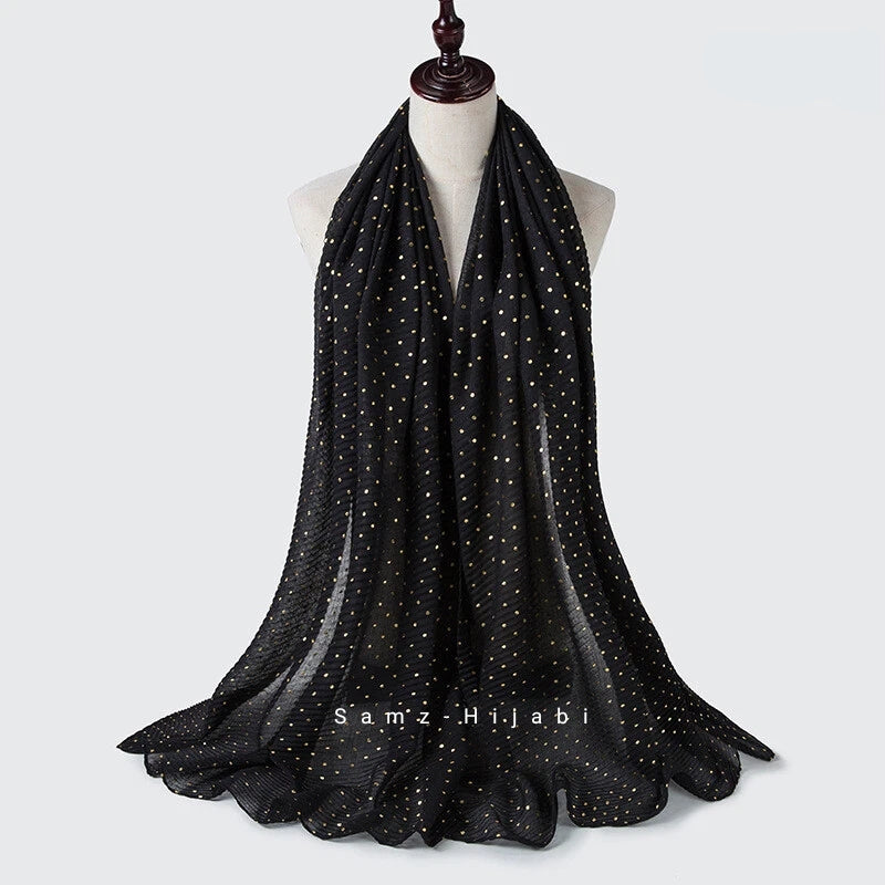 Haya Crinkle Foil Hijab (Black)
