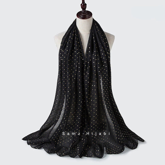 Haya Crinkle Foil Hijab (Black)
