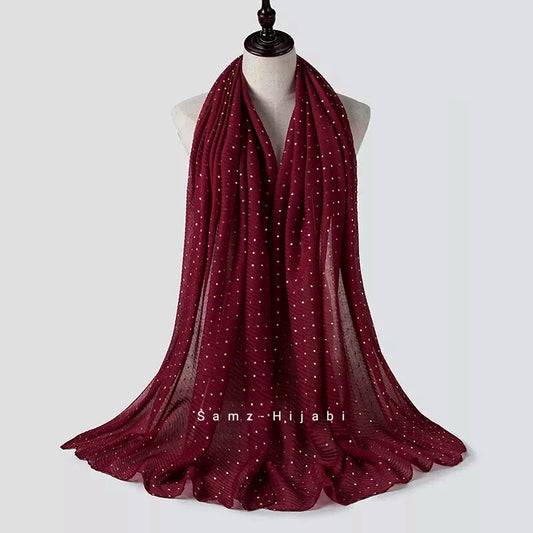 Haya Crinkle Foil Hijab (maroon )