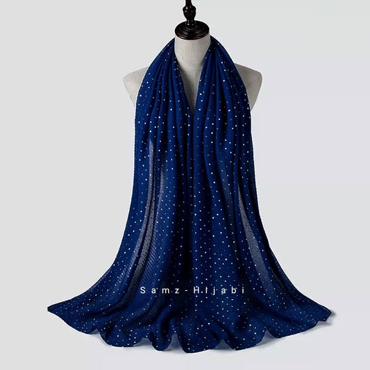 Haya Crinkle Foil Hijab (Navy blue)