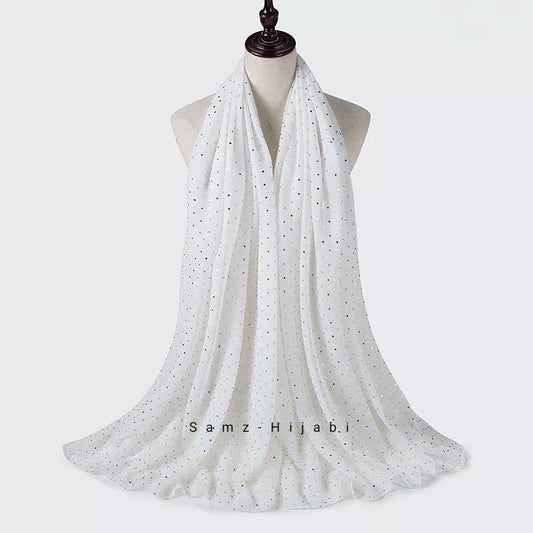 Haya Crinkle Foil Hijab (Milky white)