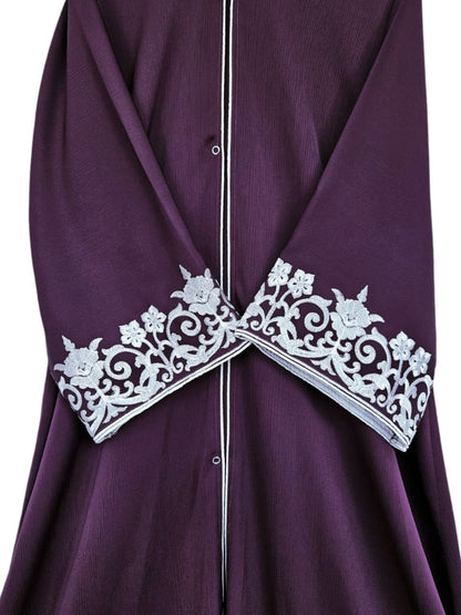 Embroidered Sleeves Abaya - purple