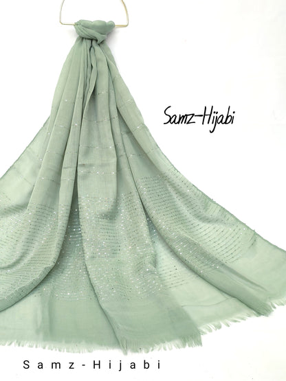 Sequence Border Lawn Hijab Pistachio