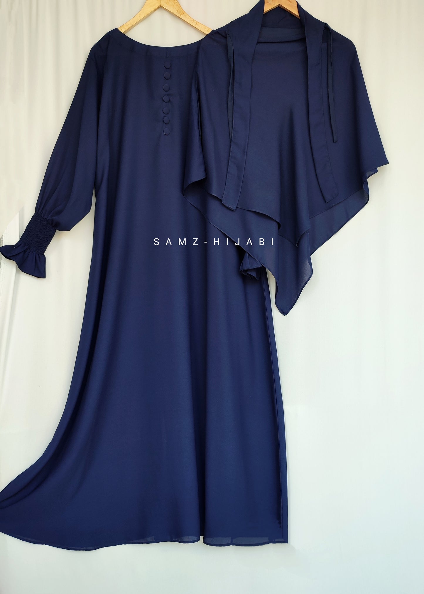 Single Layer Khimar+Abaya Set ( Blue)