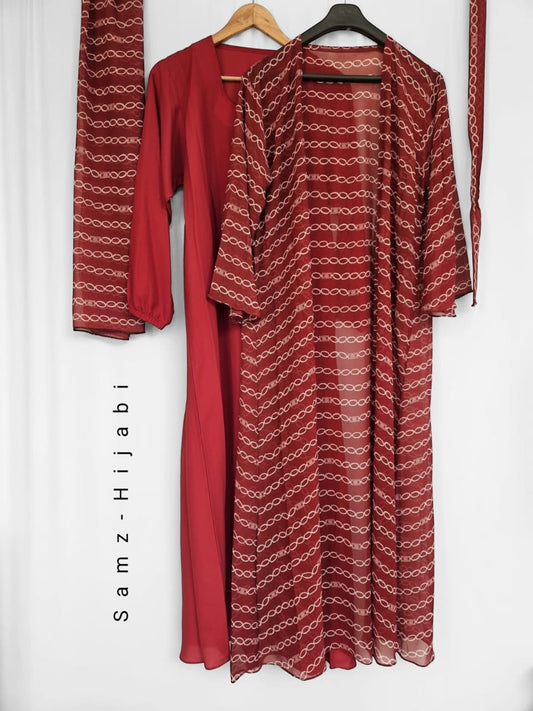 Separate Upper Abaya-Red white