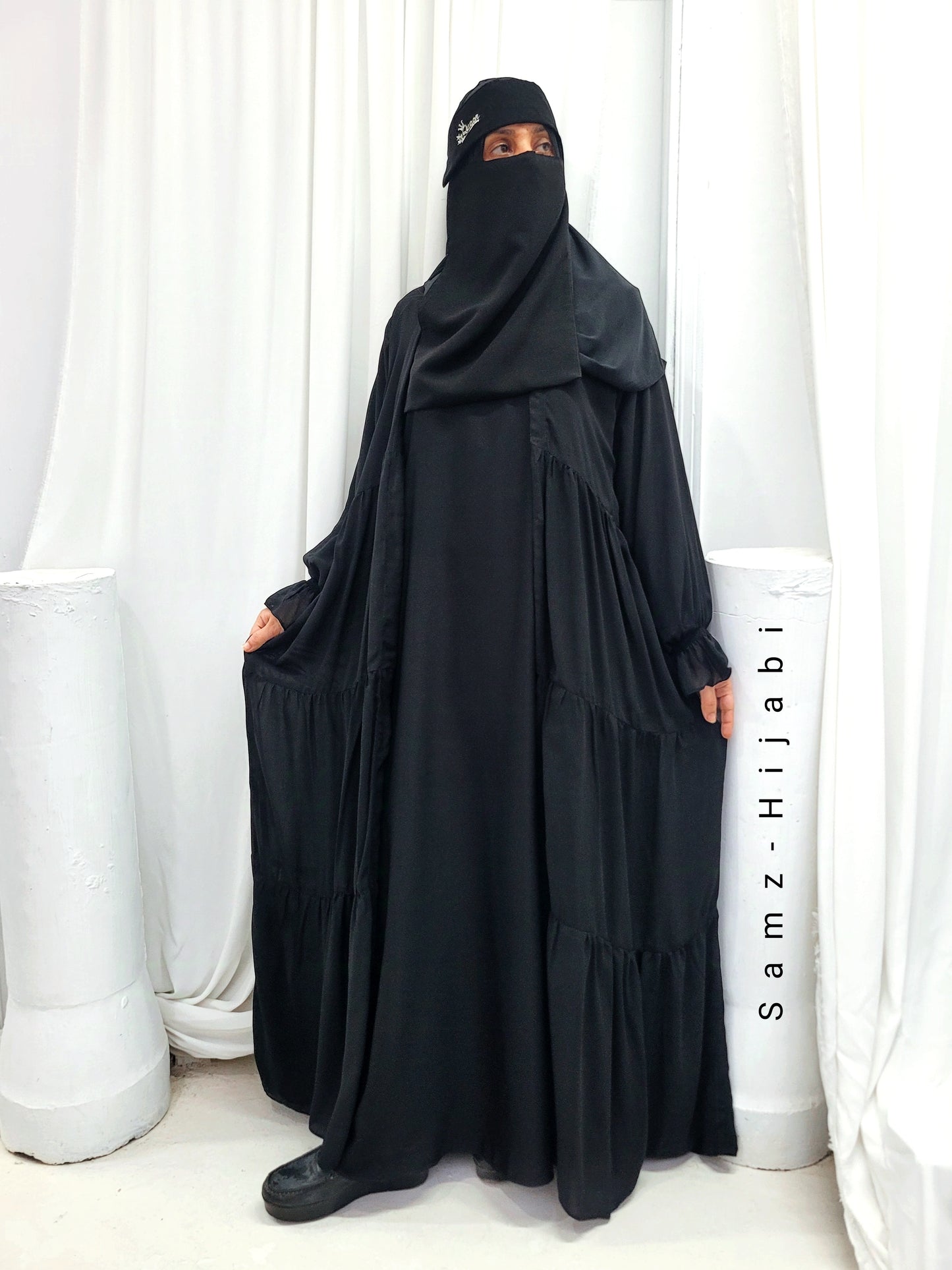 Separate Upper Frill Abaya- Black