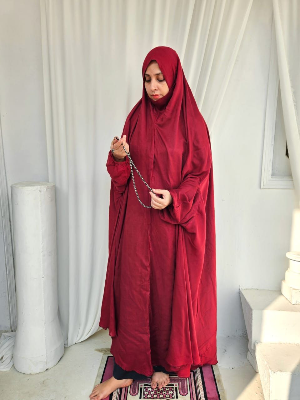 Linen Namaz Chadar- Cherry Red