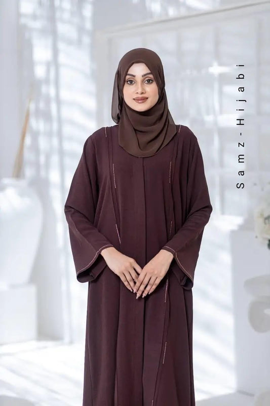 Elegant Stone Abaya-Mocha