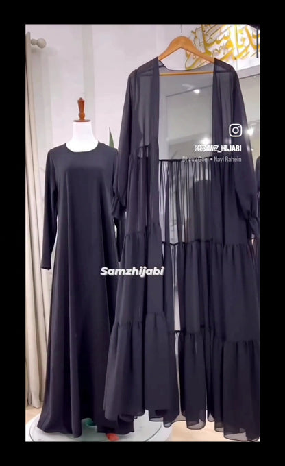 Separate Upper Frill Abaya- Black