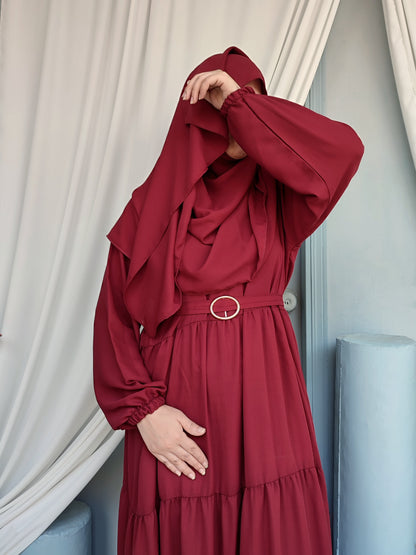 Maxi Layer Three Step Abaya Maroon