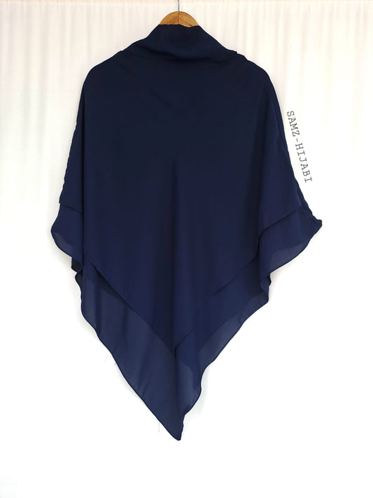 Double Layer Khimar- Navy Blue