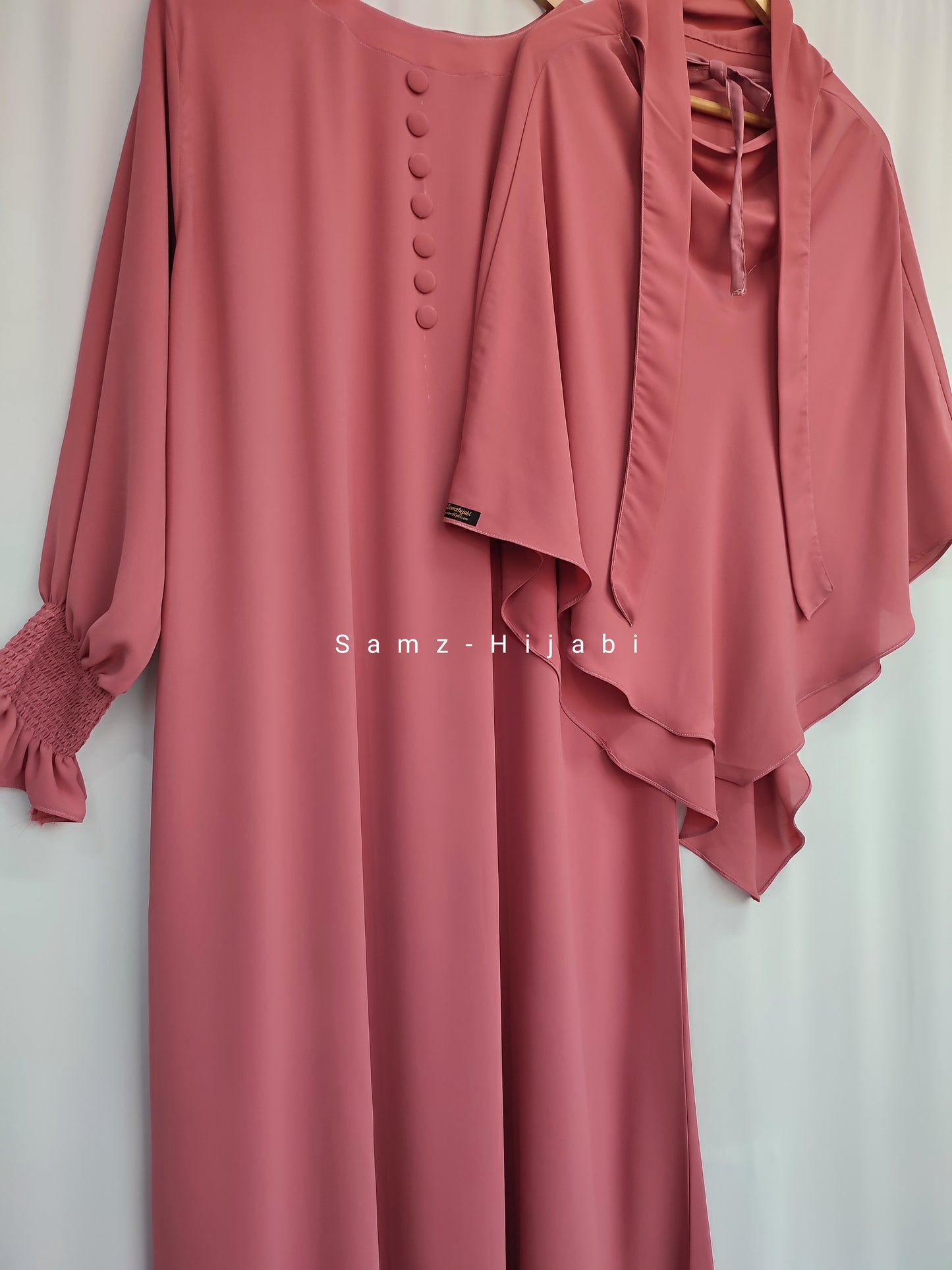 Single Layer Khimar+Abaya Set ( Burnt Peach)