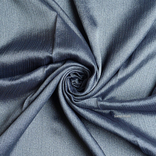 Luminous Crinkle Silk Hijab-Denim