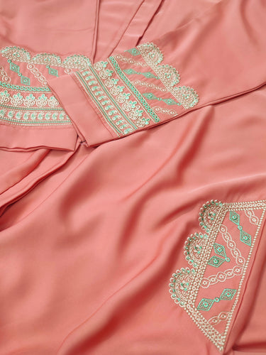 Pocket Patch Embroidered Abaya-With Hijab