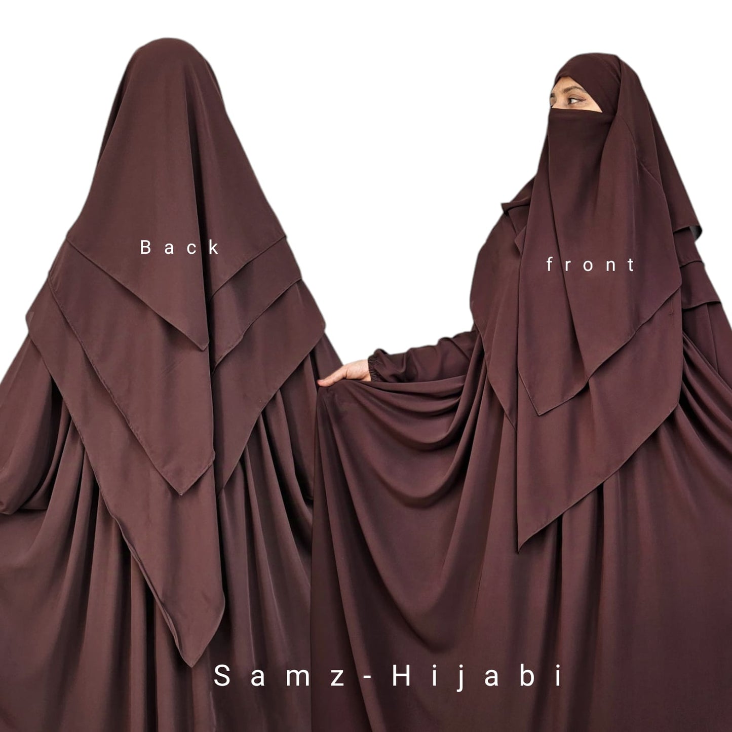 Pin Less Three Layer Khimar-Chocolate Brown