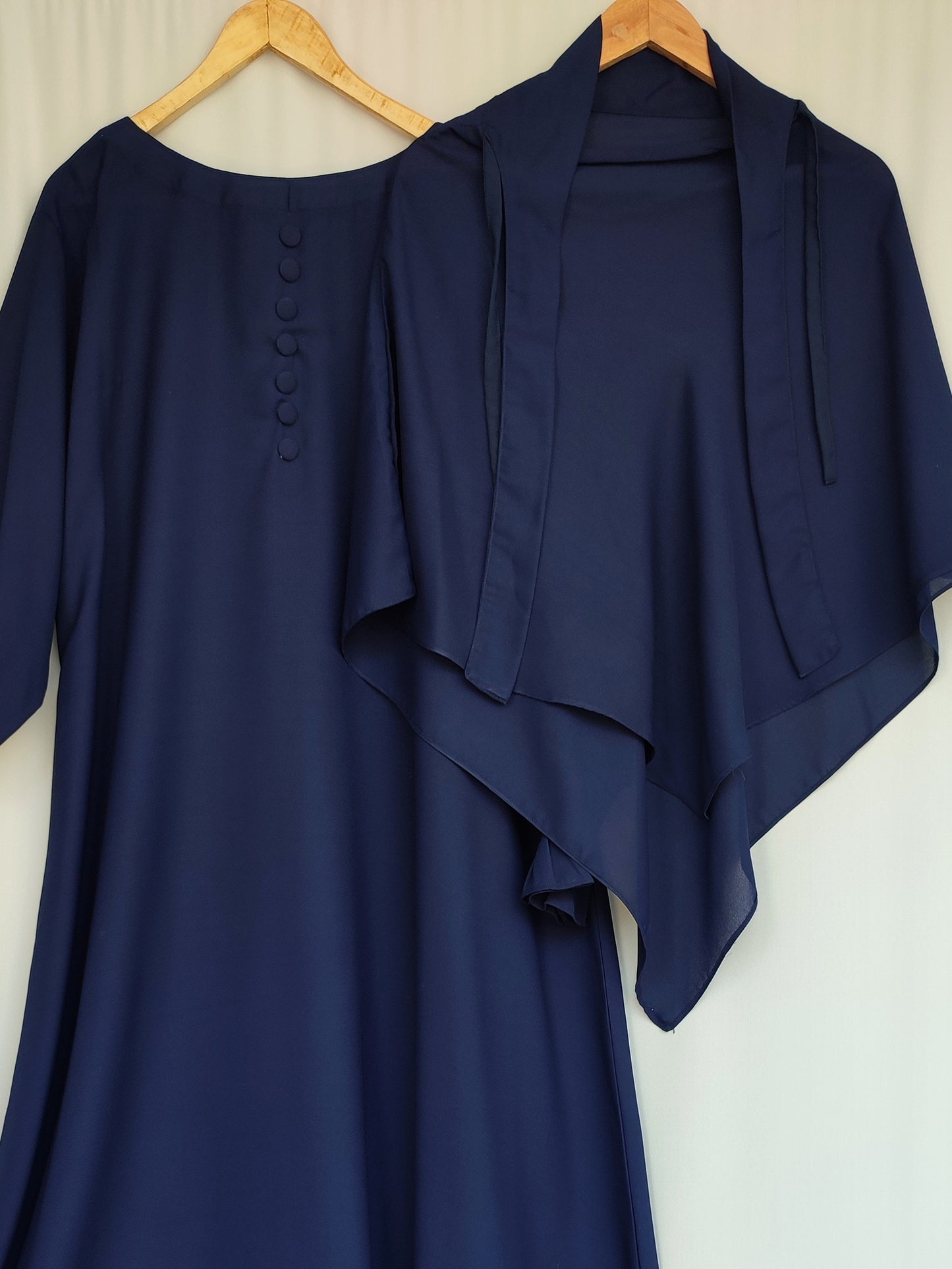 Single Layer Khimar+Abaya Set ( Blue)