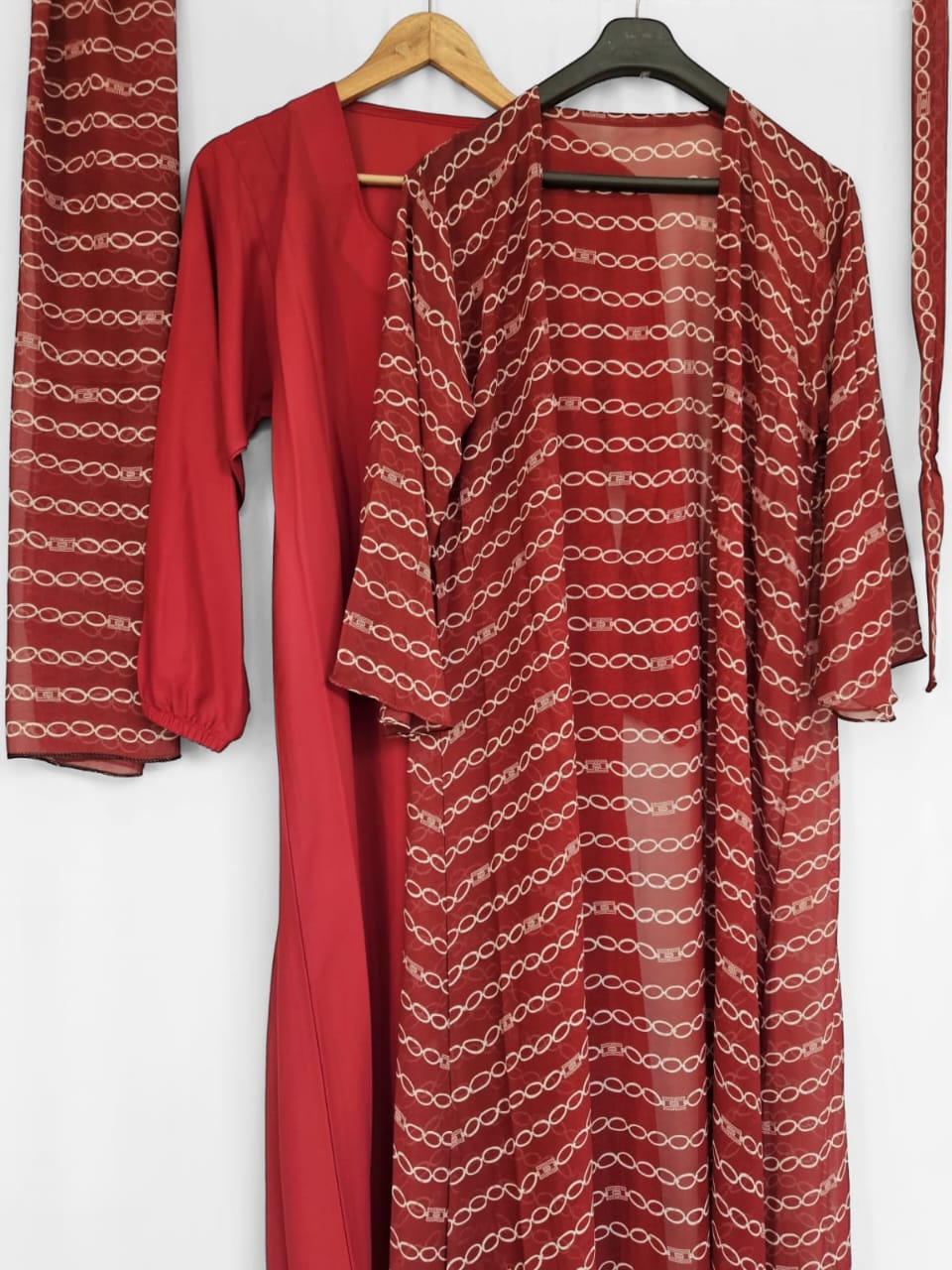 Separate Upper Abaya-Red white