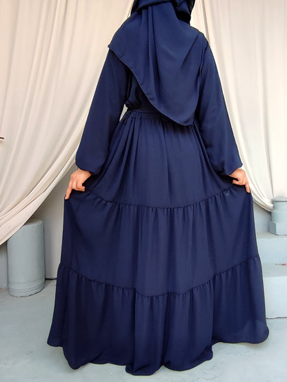 Maxi Layer Three Step Abaya Navy Blue