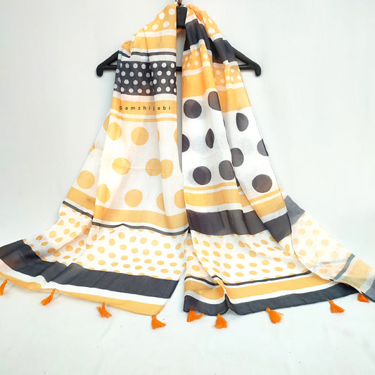 Polka Dot Lawn Hijab Lemon