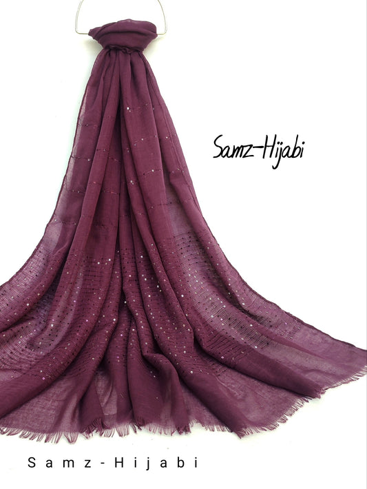 Sequence Border Lawn Hijab Burgundy