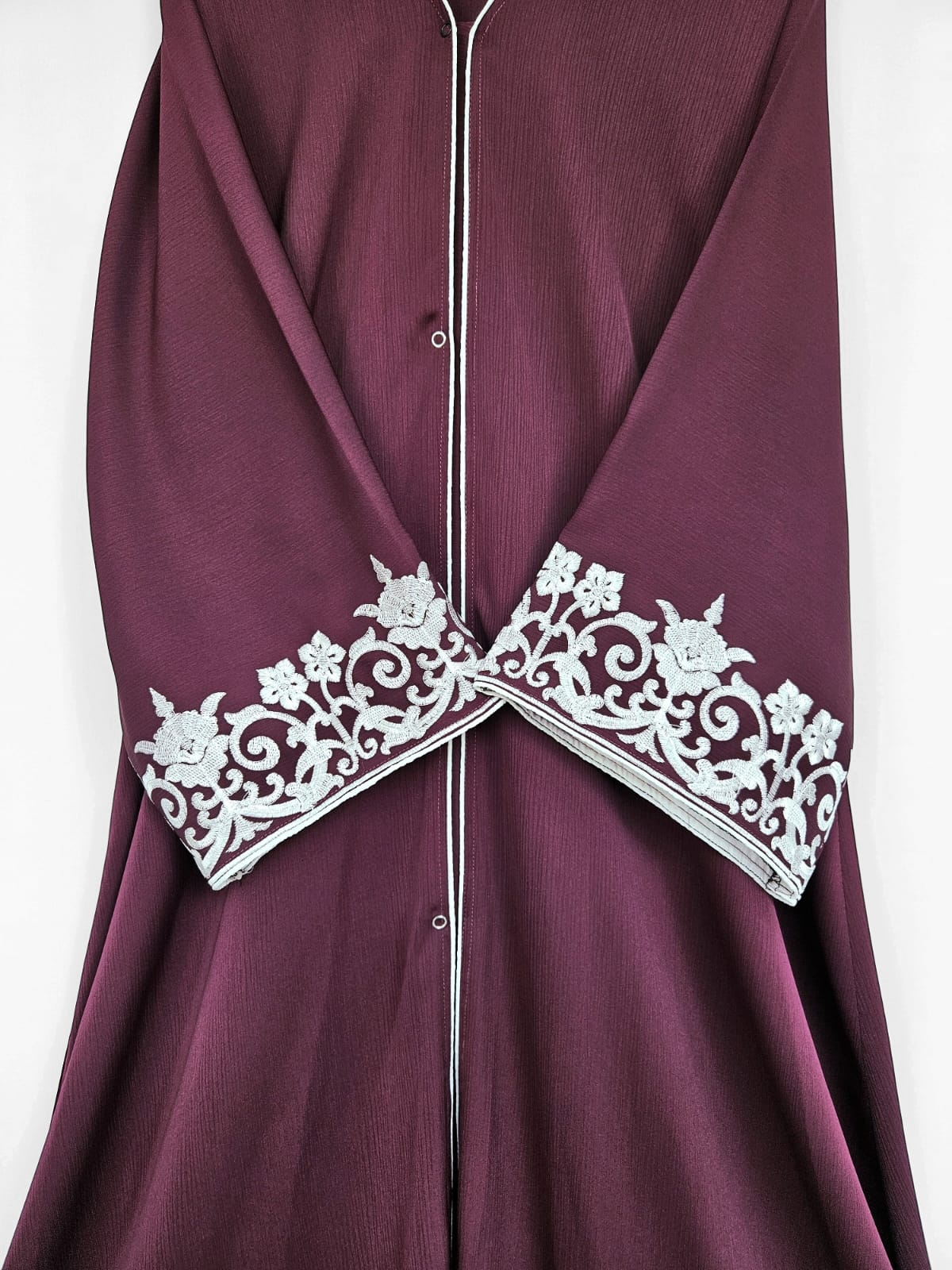 Embroidered Sleeves Abaya - maroon