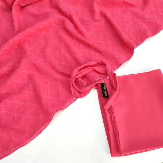 Diamond Cube Hijab Naqab Set-Hot Pink