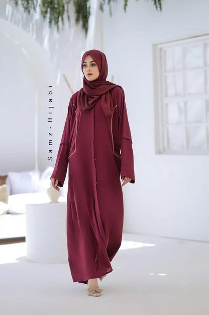 Grace Pocket Abaya- Reddish Maroon