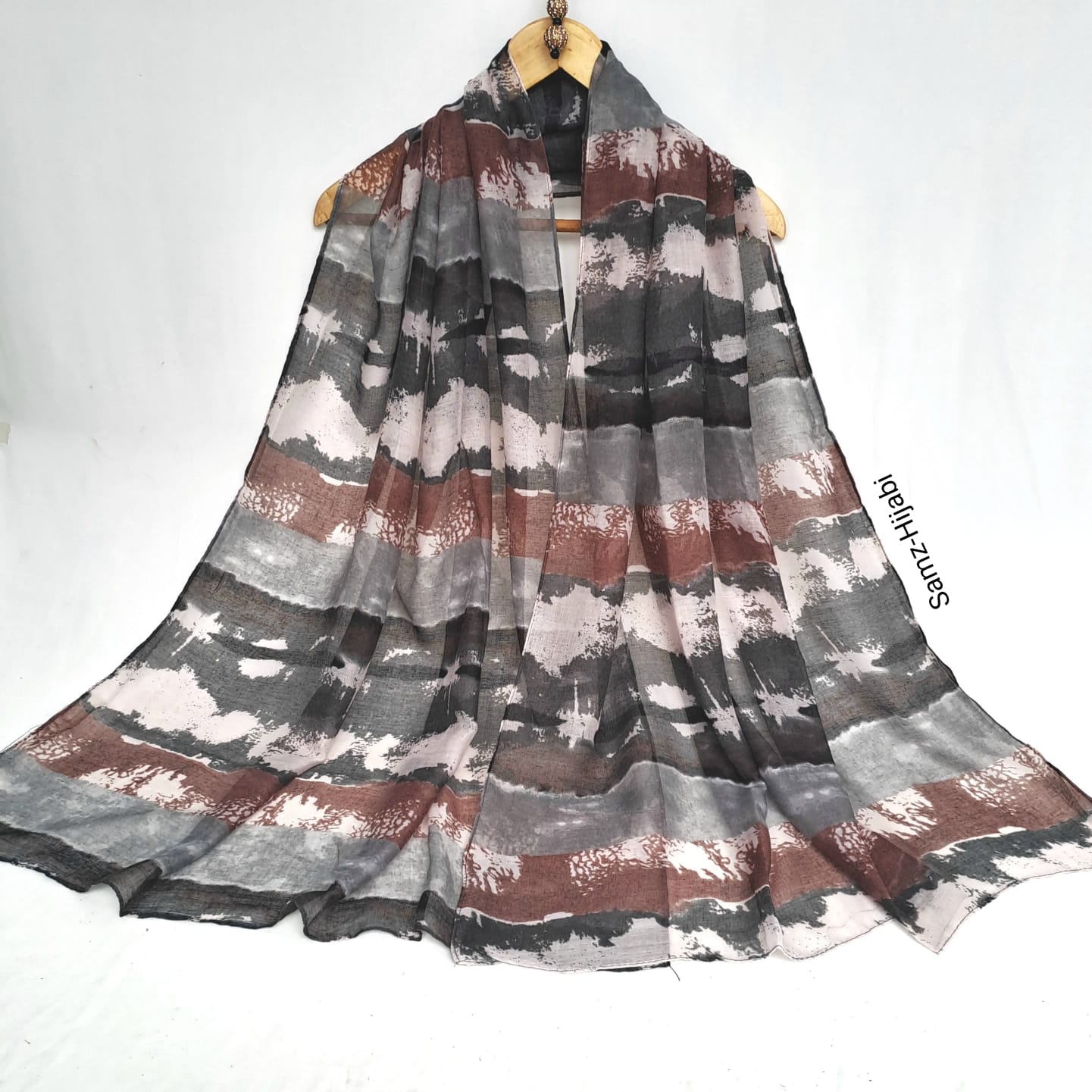 Tie Dye Statement Hijab-Grey Brown