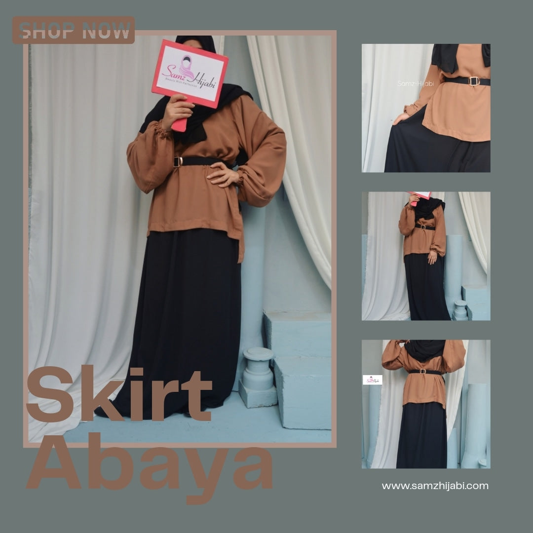 Skirt abaya  Camel Brown and Black