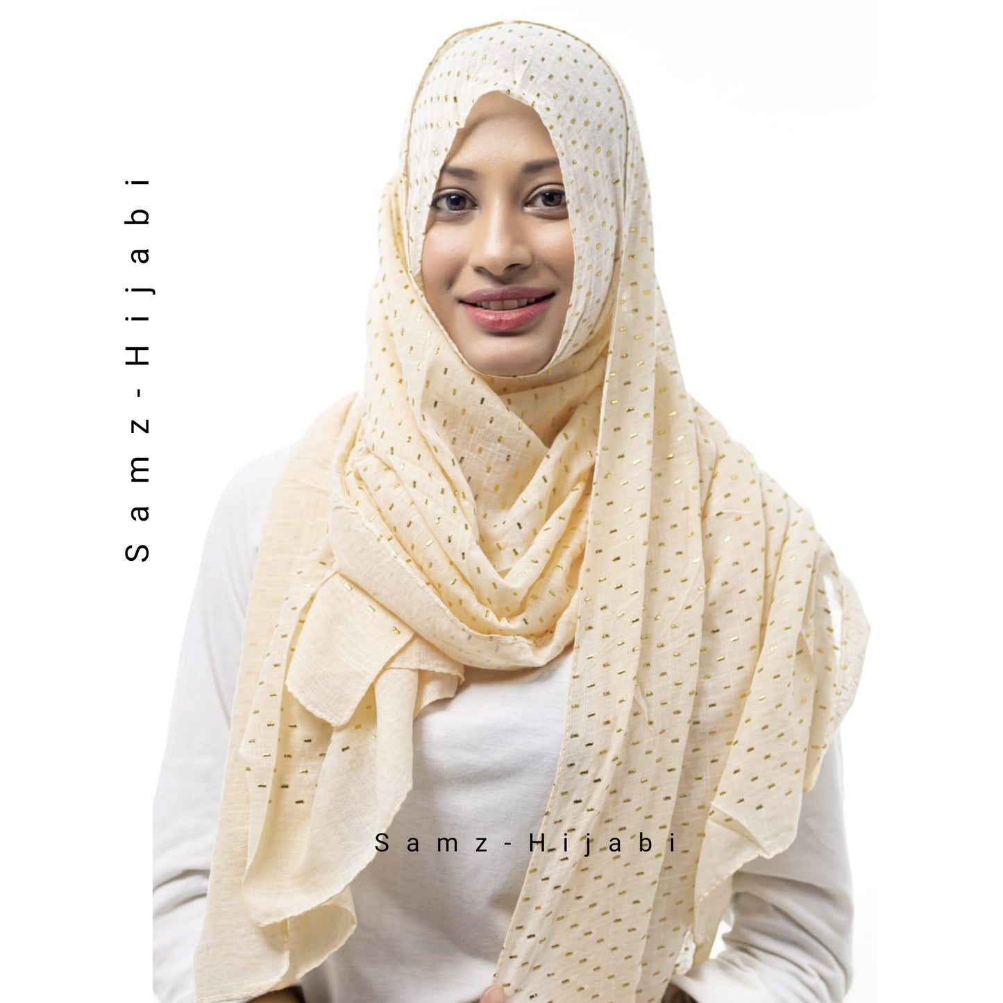 Gold Turkish Mukesh Lawn Hijab-Butter