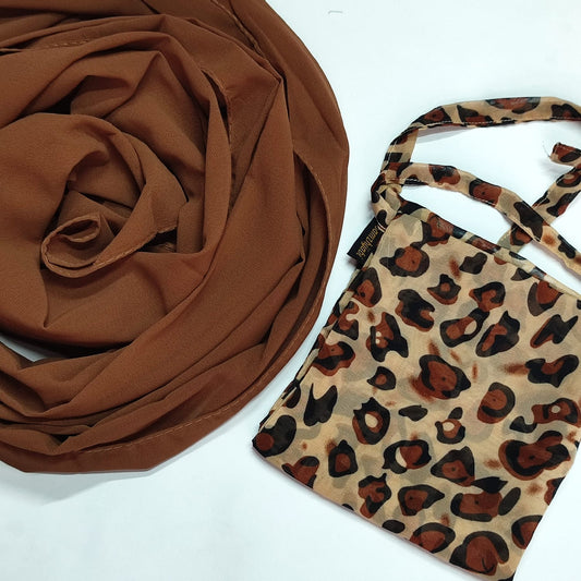 Printed naqab plain hijab set 21
