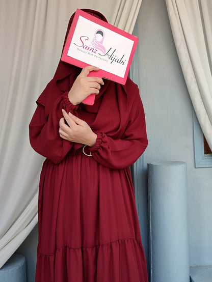 Maxi Layer Three Step Abaya Maroon