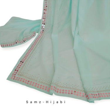 Sitara Crape Chiffon Hijab-Aqua