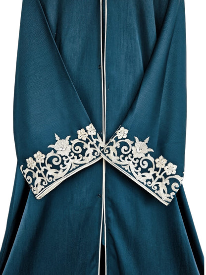 Embroidered Sleeves Abaya - zinc