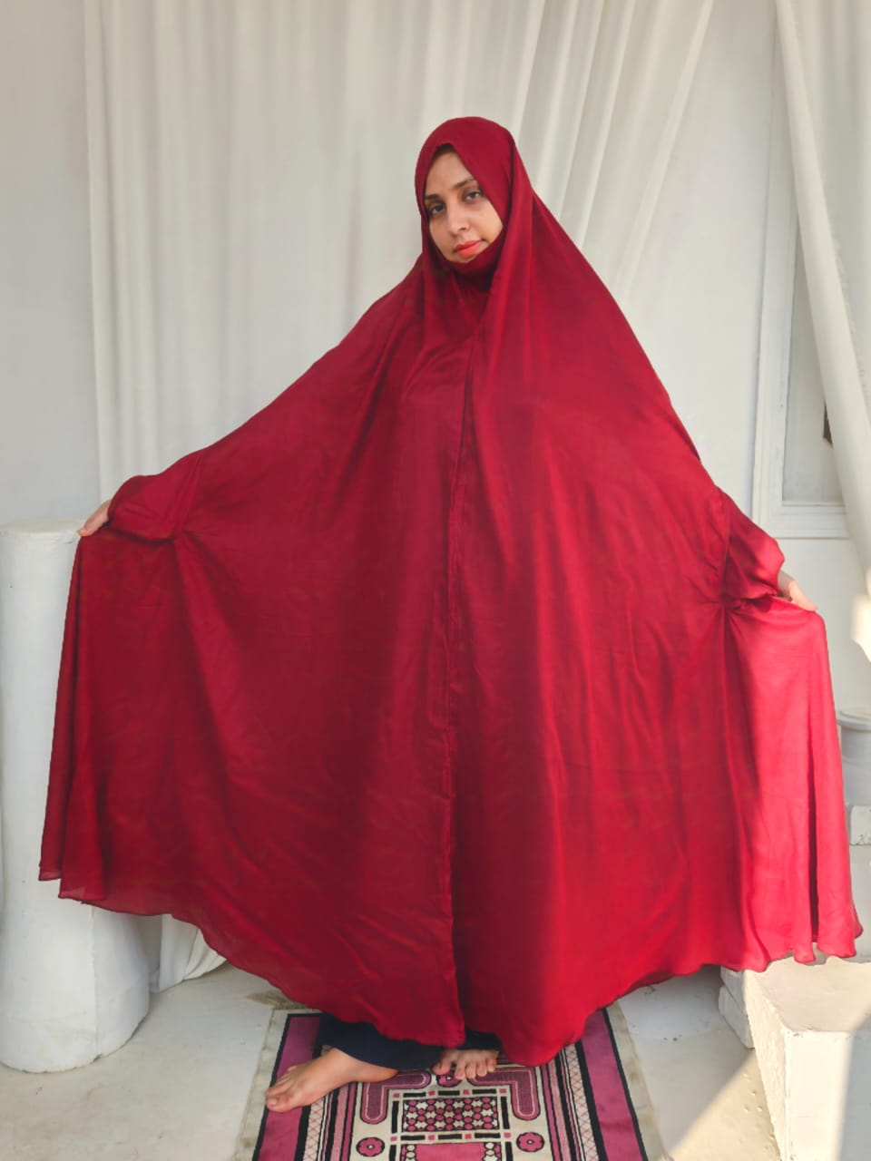 Linen Namaz Chadar- Cherry Red