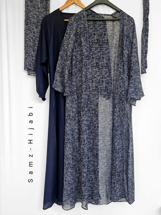 Bloom Spring Separate Upper Abaya-Navy Blue