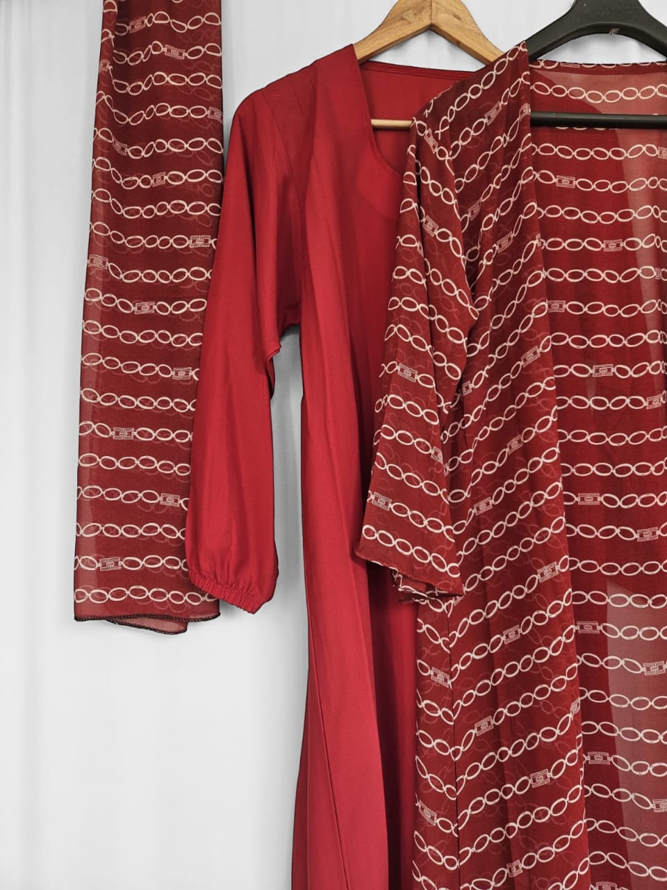 Separate Upper Abaya-Red white