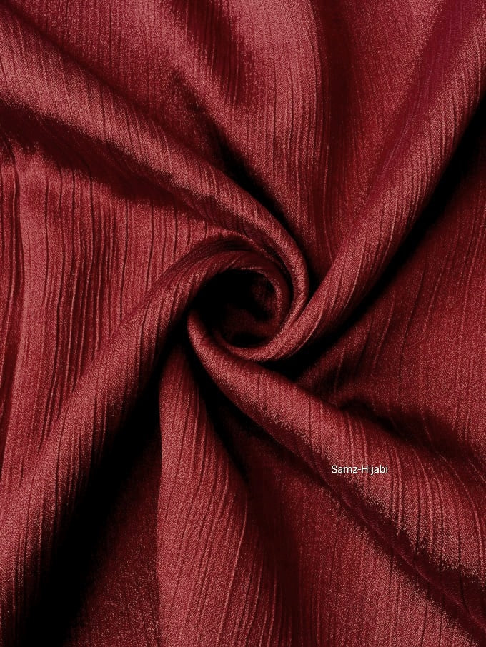 Luminous Crinkle Silk Hijab- rust maroon