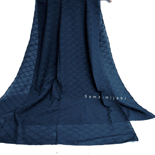 Diamond Cube Georgette Hijab Navy Blue