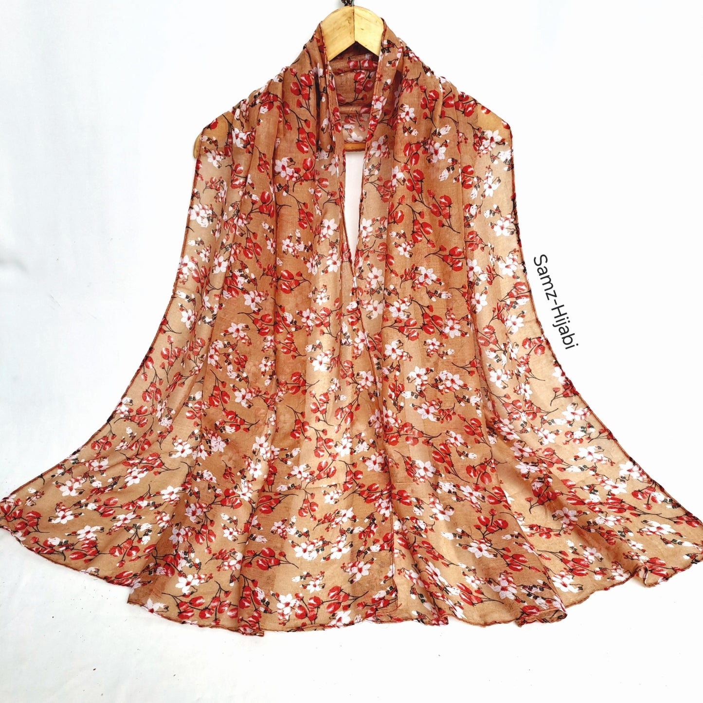 Tiny Flora Printed Lawn Hijab -Honey