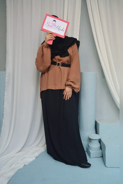 Skirt abaya  Camel Brown and Black