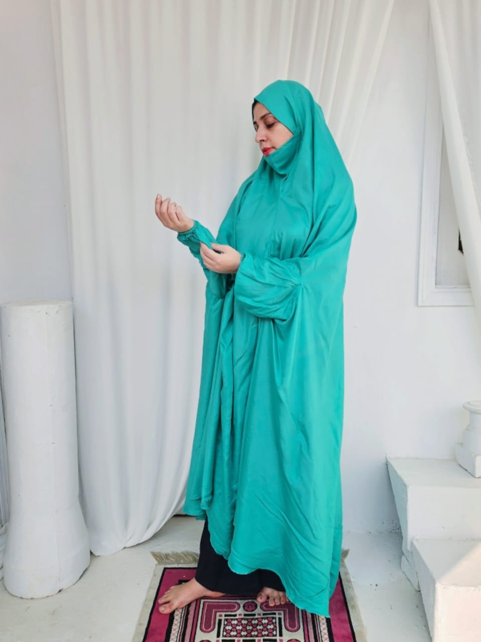 Linen Namaz Chadar- Aqua