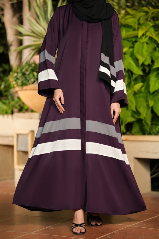 Designer Strap Abaya  plum purple