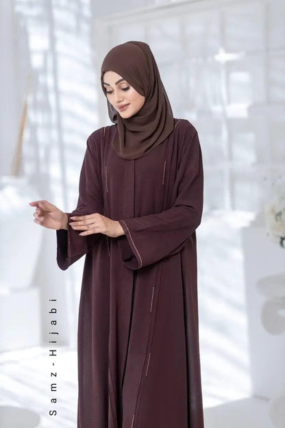 Elegant Stone Abaya-Mocha